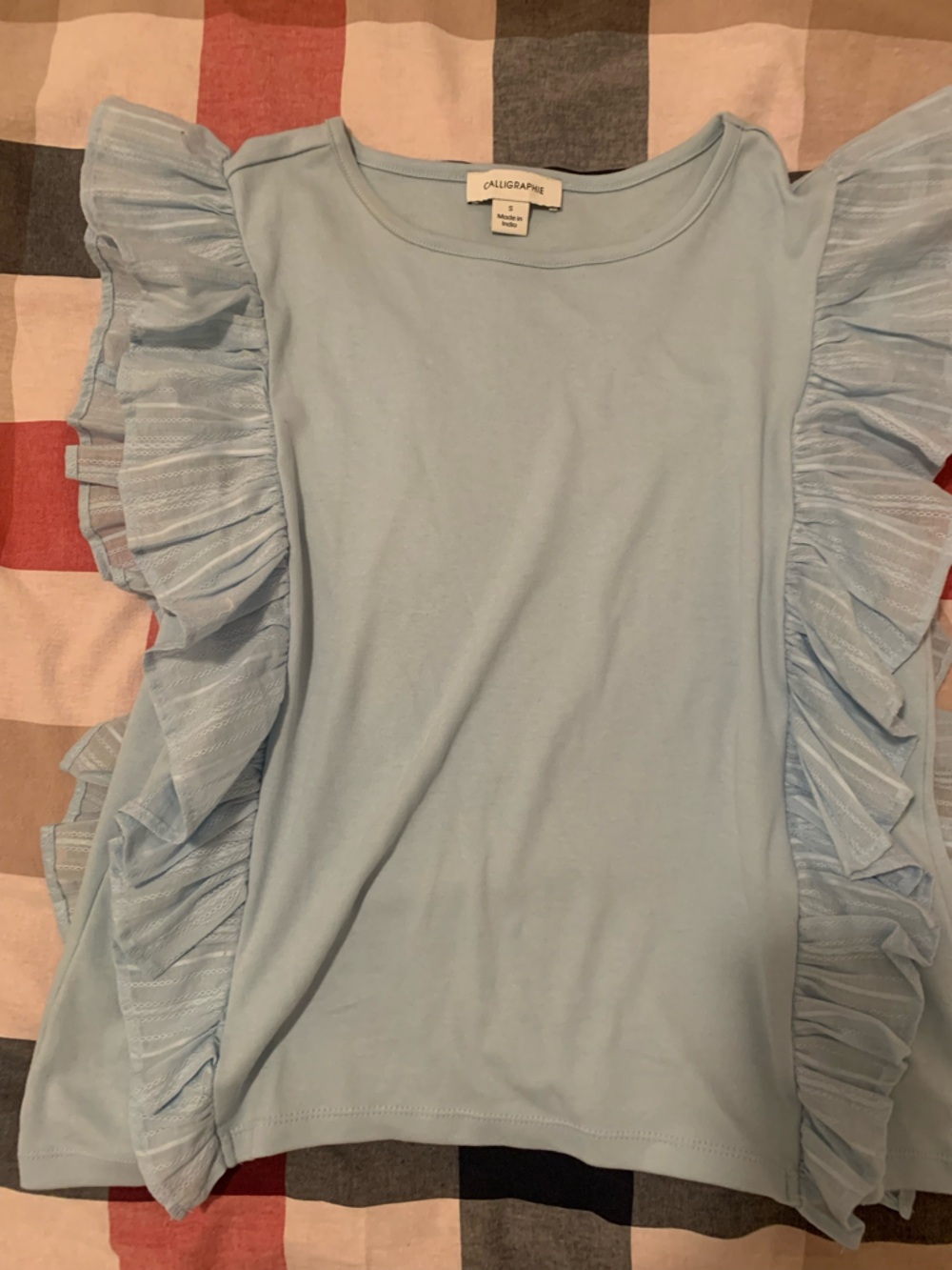 Calliope Light Blue Ruffle Sleeve Top - Picture 2 of 2